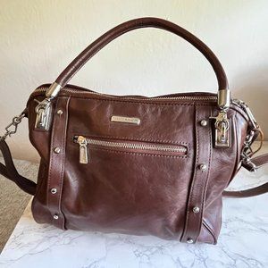 NWOT Rebecca Minkoff Studded Leather Satchel Brown Burgundy